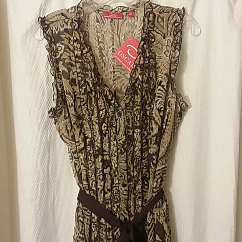 Oscar de Larenta silk dress with ribbon tie belt